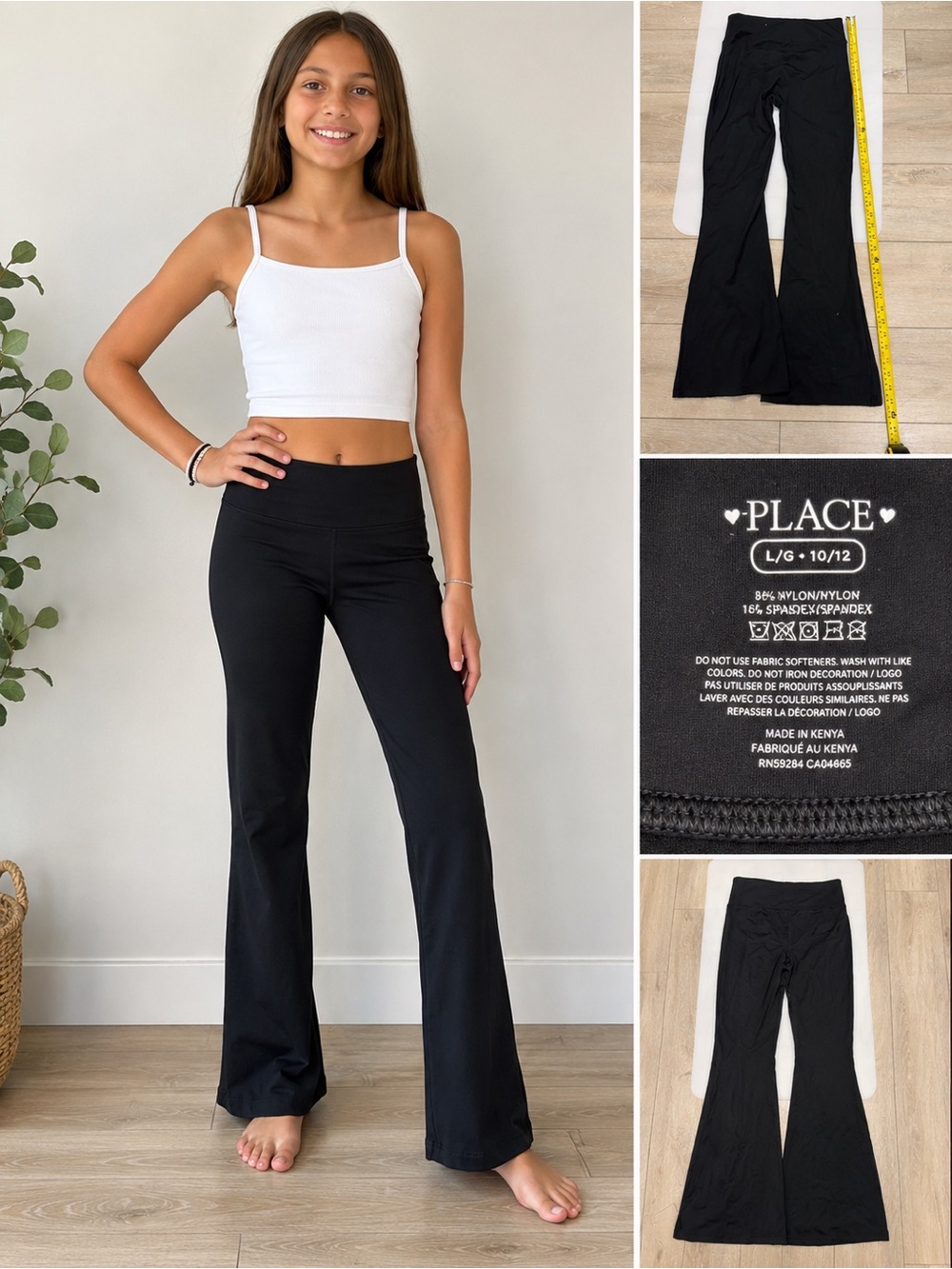 The Children’s Place Girls Black Flare Yoga Pants Size L 10/12